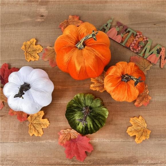 54Pcs Artificial Pumpkins Maple Harvest Fall Decoration - Picture 5 of 7